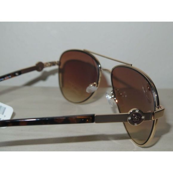 Jessica Simpson Gold Aviator Sunglasses Tortoise Shell Arms J5759-GLDTS $55 MSRP - Picture 6 of 12